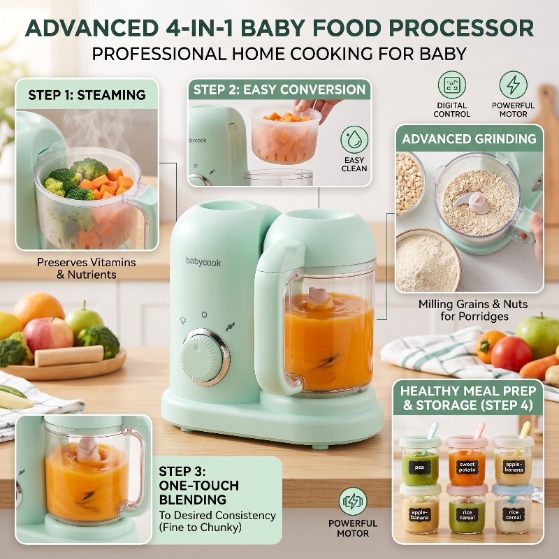Baby Food Blender And Steamer - Máquina Multifuncional de Alta Precisión para